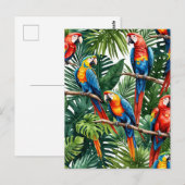 Postale Perroquets macaw vacances d'été tropicales Carte p (Devant / Derrière)