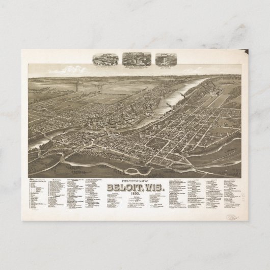 Postale Perspective Carte de Beloit, Wisconsin (1890) (Devant)