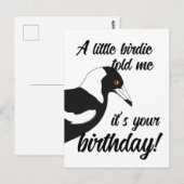 Postale Petit oiseau m'a dit que c'est votre carte d'anniv (Devant / Derrière)