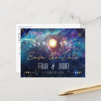 Postale Phase de la lune céleste Enregistrer la date Carte