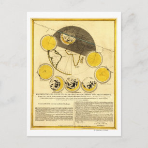 Postale Phases de la Lune autour de la carte de la Terre