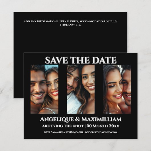 Postale Photo enregistrer la carte date élégant moderne 3  (Devant / Derrière)