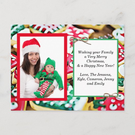Postale Photo famille + Recette Carte de Noël (Devant)