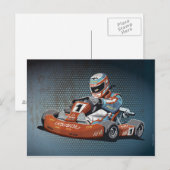 Postale Pilote Go-Kart de course automobile de carte posta (Devant / Derrière)