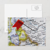 Postale Pingle de carte placée à Moscou, Russie sur la car (Devant / Derrière)