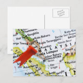 Postale Pingle de carte placée à Singapour sur la carte, g (Devant / Derrière)