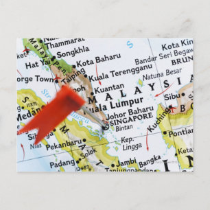 Postale Pingle de carte placée à Singapour sur la carte, g