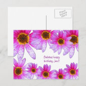 Postale Pink Daisy Belated Joyeux Anniversaire Carte posta (Devant / Derrière)
