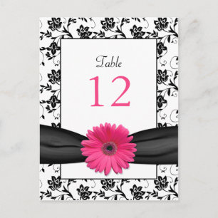 Postale Pink Daisy Black White Floral Mariage Carte de tab