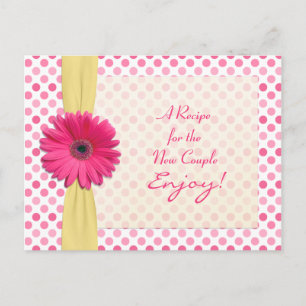 Postale Pink Daisy Polka Dot Recette Carte pour nouveau co