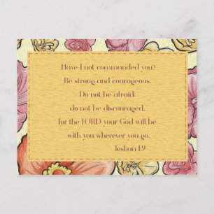Postale Pink Orange Floral Bible Verse Joshua 1:9 Carte po