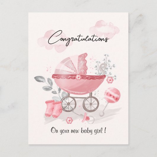 Postale Pink Strand fille félicitations carte (Devant)
