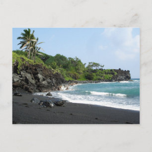 Postale Plage de sable noir volcanique sur la carte postal