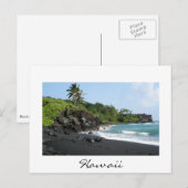 Postale Plage de sable noir volcanique sur une carte posta (Devant / Derrière)