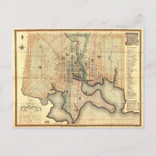 Postale Plan de la ville de la carte de Baltimore le (Devant)