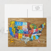 Postale Plaque de licence Carte des États-Unis Voyager dan (Devant / Derrière)