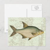 Postale Poisson d'eau douce sur la carte (Devant / Derrière)