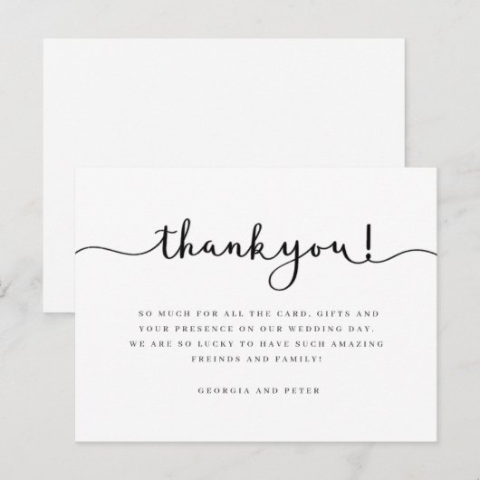 Postale police du script de message de carte de remercieme (Devant / Derrière)