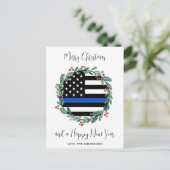 Postale Police Noël couronne bleu carte de vacances Budget (Debout devant)