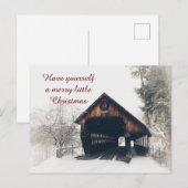 Postale Pont Couvert En Carte De Noël Neige (Devant / Derrière)