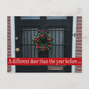 Postale Porte différente - couronne de Noël nouvelle carte