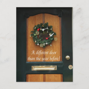 Postale Porte différente - couronne de Noël nouvelle carte