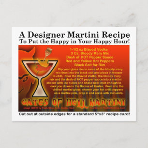 Postale Portes de l'enfer Halloween Martini Recette Carte 
