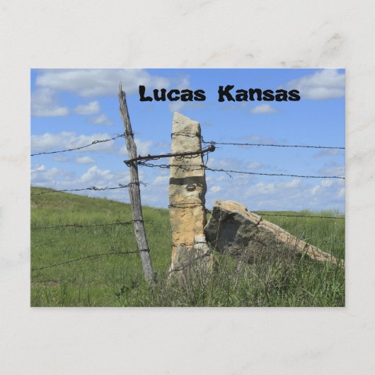 Postale Poste de clôture en pierre du Kansas, carte postal (Devant)