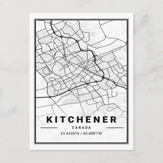 Postale Poster de la carte de la ville de Kitchener Ontari (Devant)