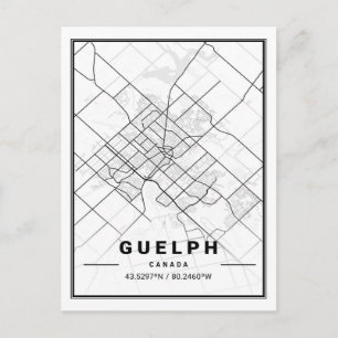 Postale Poster de la carte de la ville de voyage de Guelph