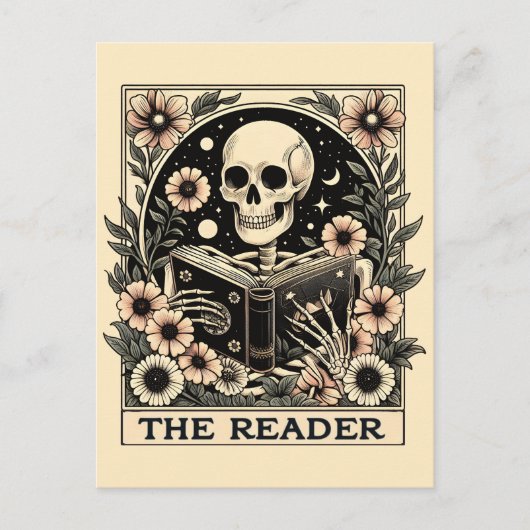Postale Poster de la carte de tarot du lecteur Skeleton (Devant)