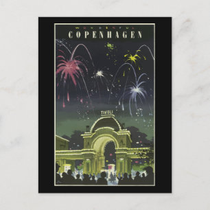 Postale Poster de voyage de Copenhague vintage, carte post