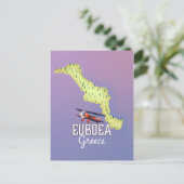 Postale poster de voyage sur la carte Euboea Grèce (Debout devant)