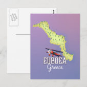 Postale poster de voyage sur la carte Euboea Grèce (Devant / Derrière)