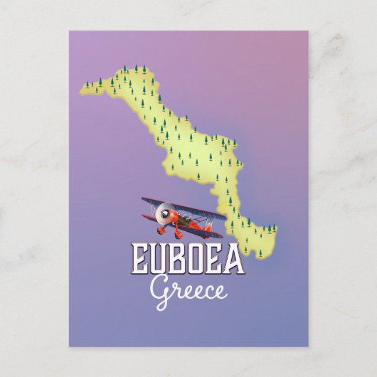 Postale poster de voyage sur la carte Euboea Grèce (Devant)