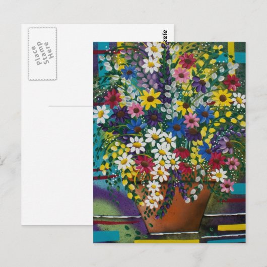 Postale POT D'ART DE FOLK DE Daisy PAR LORI EVERETT carte (Devant / Derrière)