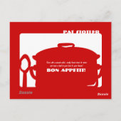 Postale Pot rouge et blanc de soupe à carte de recette à (Dos)