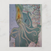 Postale Poulpe Rétro et Collage de Carte (Devant)