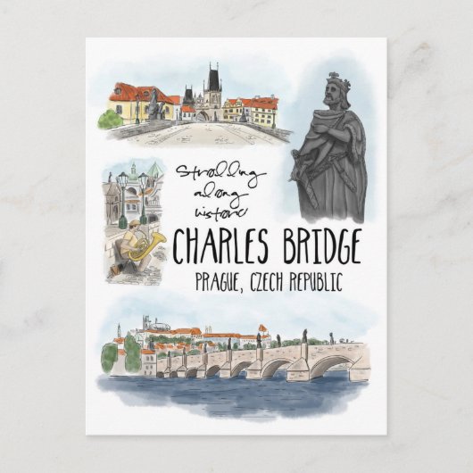 Postale Promenade sur le pont Charles Prague - Carte posta (Devant)