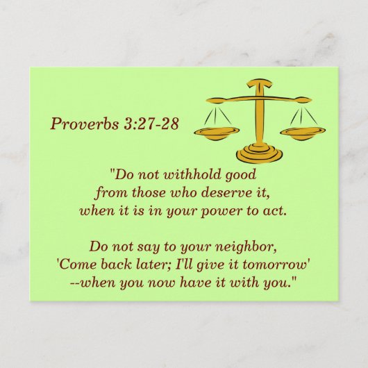 Postale Proverbes 3:27-28 Bible Verse carte mémoire (Devant)