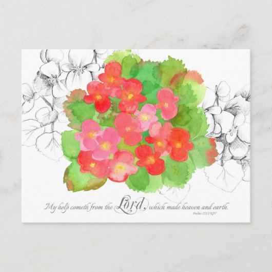 Postale Psaumes 121 Carte de prière Orange Begonia Fleurs (Devant)