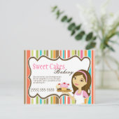 Postale Publicité Carte Boulangerie Brunette Baker Cup Cak (Debout devant)