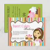 Postale Publicité Carte Boulangerie Brunette Baker Cup Cak (Devant / Derrière)