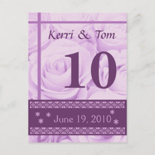 Postale PURPLE Mariage Rose Table Numéro de carte Réceptio