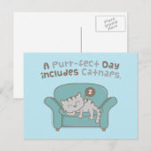 Postale Purrfect Day avec Catnaps Cat Pun Humour Carte pos (Devant / Derrière)