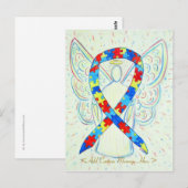 Postale Puzzle Awareness Ribbon Angel Custom Art Carte pos (Devant / Derrière)