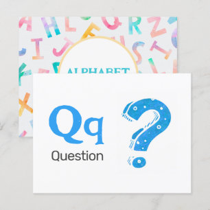 Postale Q est pour Question - Carte Flash Alphabet