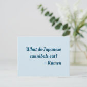 Postale Que mangent les cannibales japonais ? Carte postal (Debout devant)