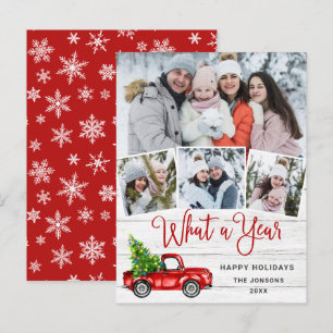 Postale Quelle année Noël Red Farm Truck Carte de vacances