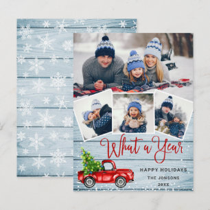 Postale Quelle année Noël Red Farm Truck Carte de vacances